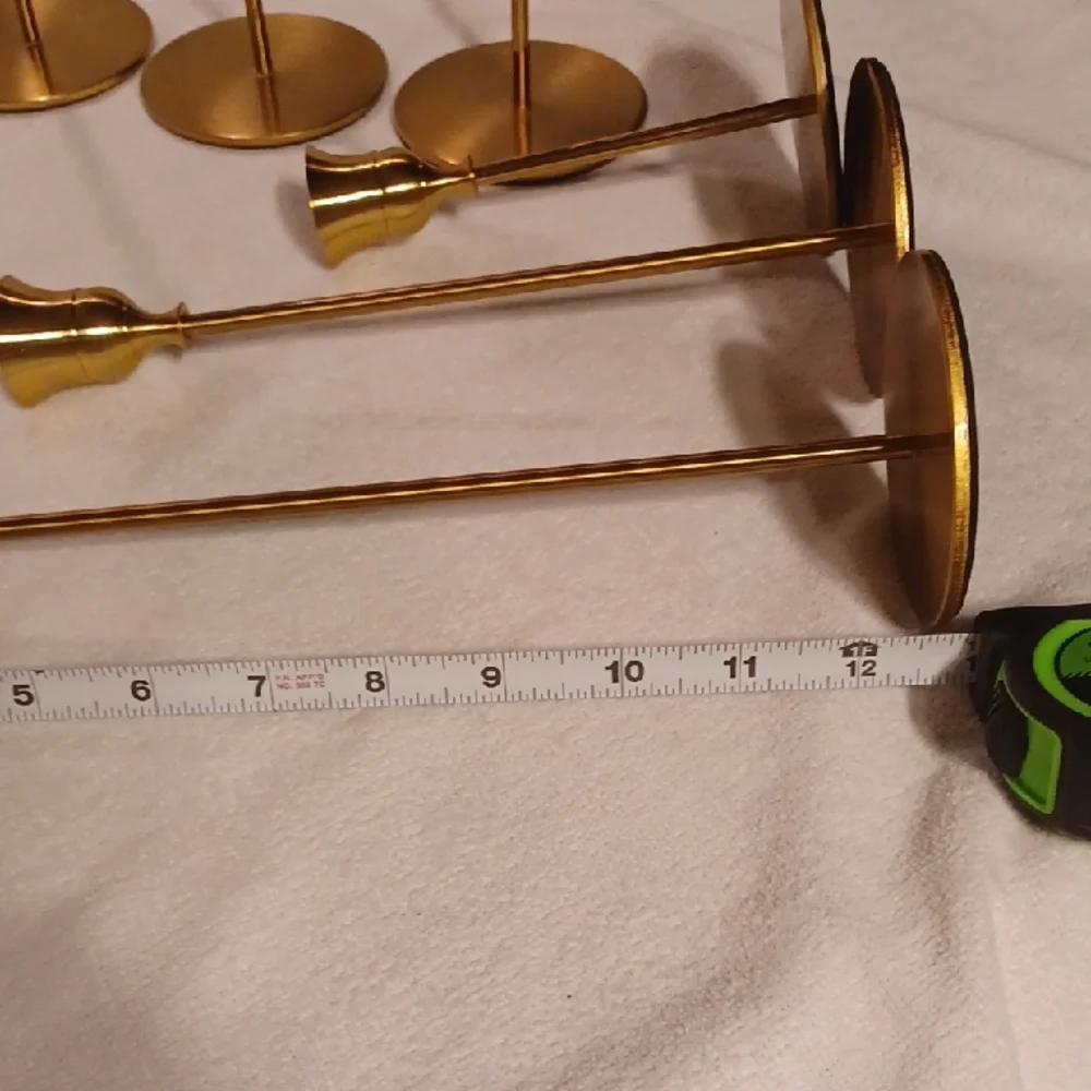 Elegant Gold Candle Holder Set 6 Brass Candlesticks With Remote Control Candles